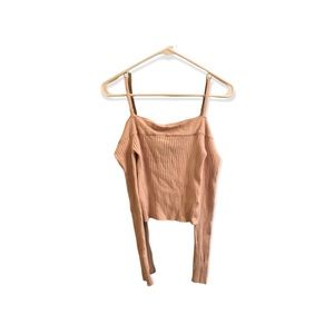 F21 blush off shoulder, crop top - S